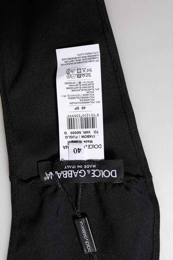 Black Nylon Blend Bandeau Strapless Tube  Top