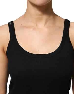 Black Cotton Sleeveless Women Tank Top