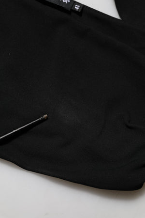 Black Viscose Halter Off Shoulder Cropped Top