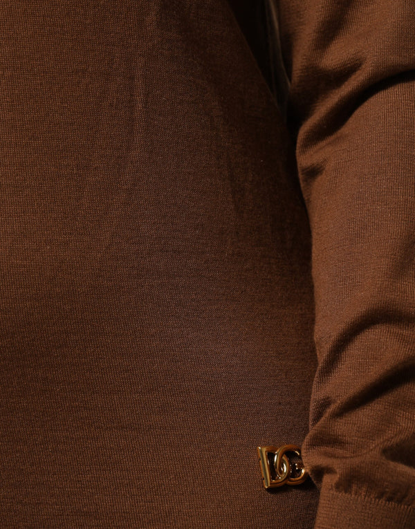 Brown Cashmere Turtle Neck Pullover Sweater