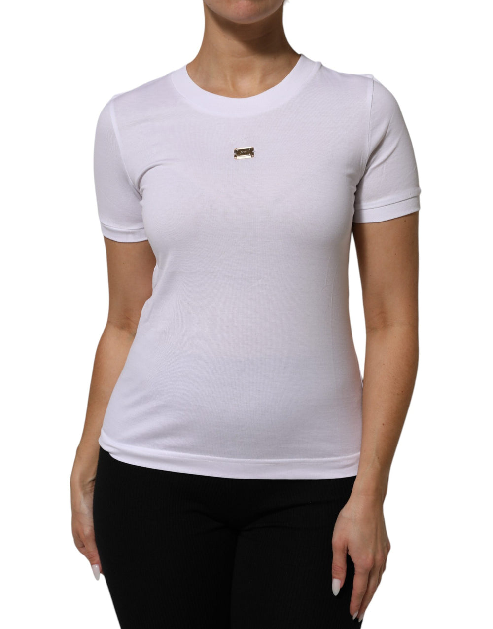 T-Shirt White Cotton Round Neck Short Sleeves I