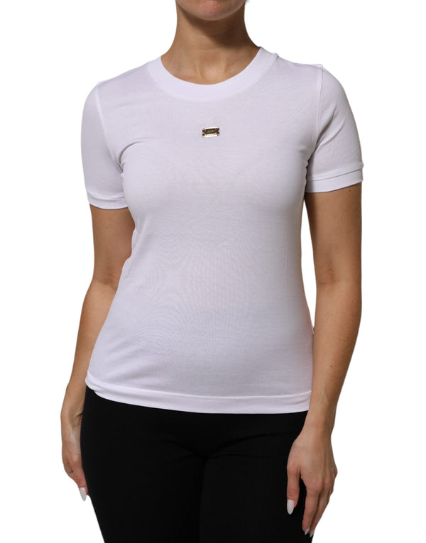 T-Shirt White Cotton Round Neck Short Sleeves I