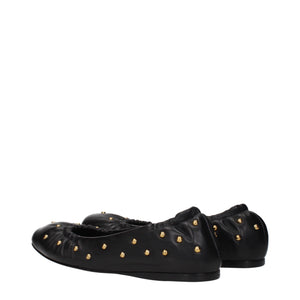 Black Leather Ballet Flats