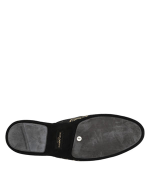 Black Floral Jacquard Slides Slippers Shoes