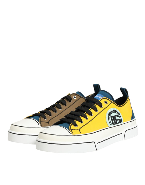 Multicolor Cotton Logo Low Top Sneakers Shoes