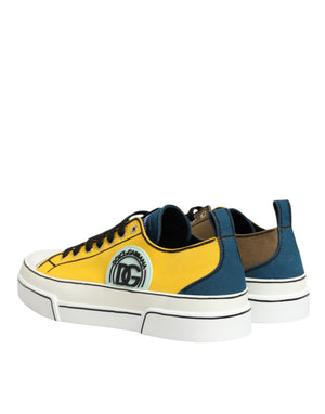Multicolor Cotton Logo Low Top Sneakers Shoes