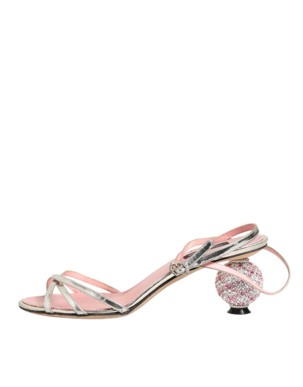 Pink Embellished Leather Ball-Heel Sandals  Shoes