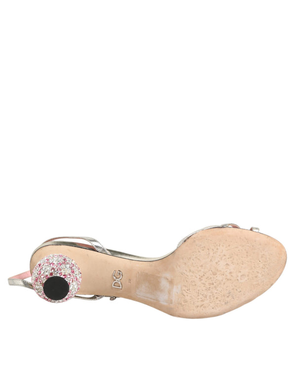 Pink Embellished Leather Ball-Heel Sandals  Shoes