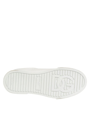 White DG Leather Low Top Sneakers Shoes