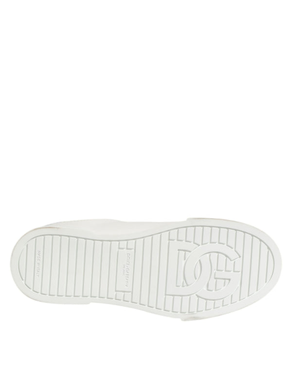 White DG Leather Low Top Sneakers Shoes