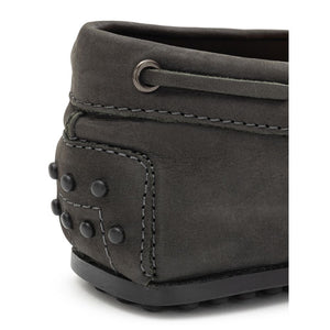 Gray Nubuc Leather Moccassin
