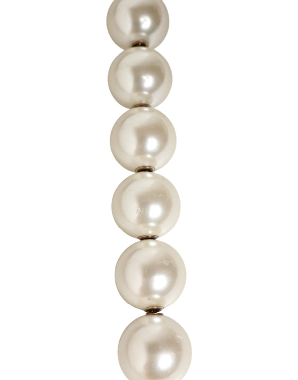 Black Leather Pearl Chain Bag Accessory Shoulder Strap