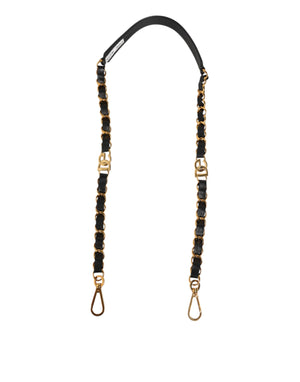 Black Leather Gold Chain Bag Accessory Shoulder Strap