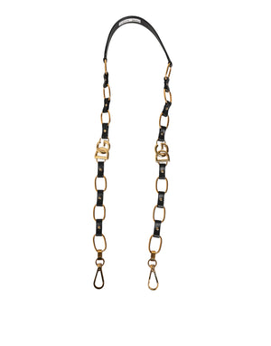 Black Leather Gold Chain Bag Accessory Shoulder Strap
