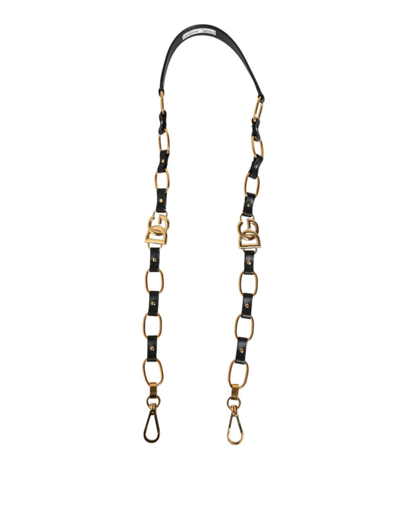 Black Leather Gold Chain Bag Accessory Shoulder Strap