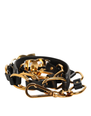 Black Leather Gold Chain Bag Accessory Shoulder Strap