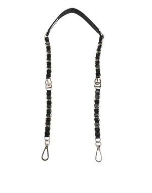 Black Leather Silver Chain Bag Accessory Shoulder Strap