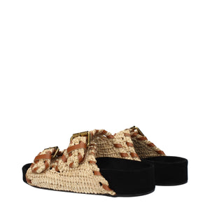 Beige Raffia Slippers
