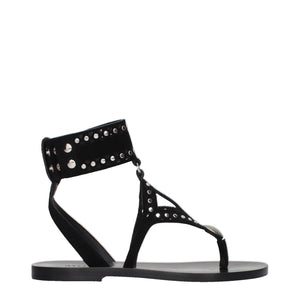 Black Leather Flip-Flop Sandals
