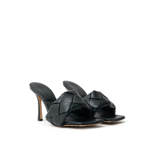 Green Leather Stiletto Heel Sandals
