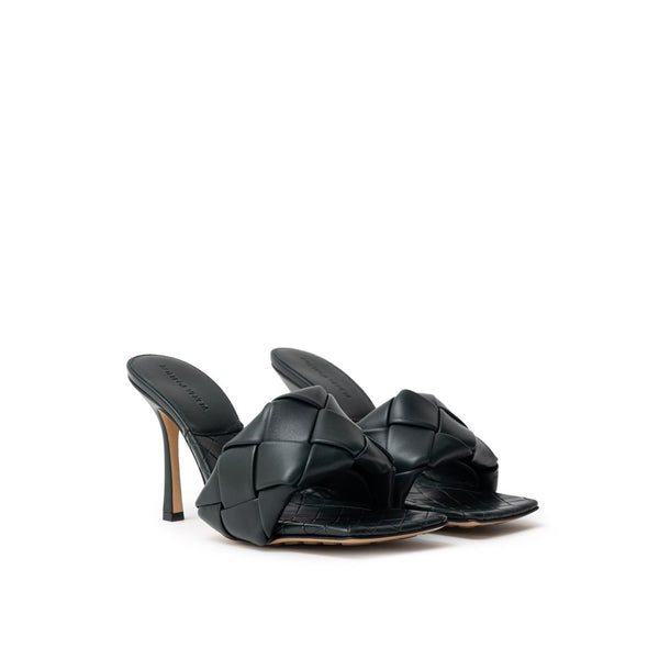 Green Leather Stiletto Heel Sandals