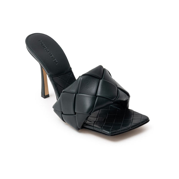 Green Leather Stiletto Heel Sandals
