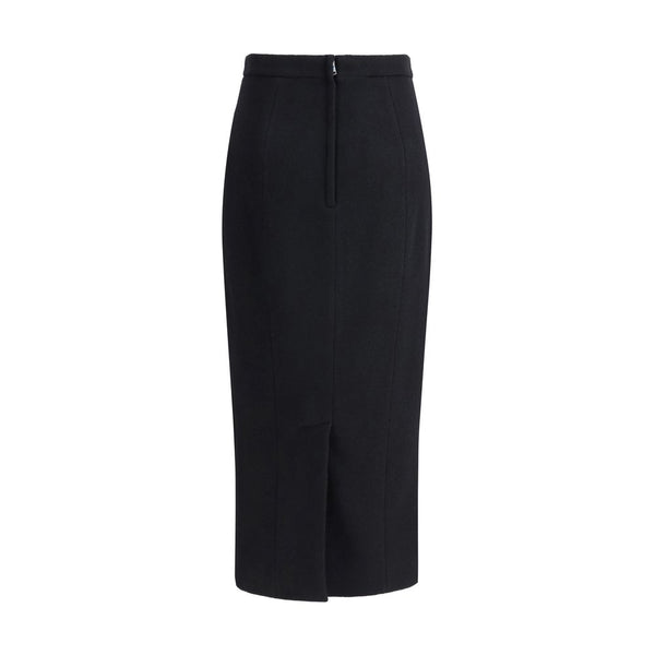 Black Fleece Wool Long Skirt