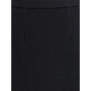 Black Fleece Wool Long Skirt