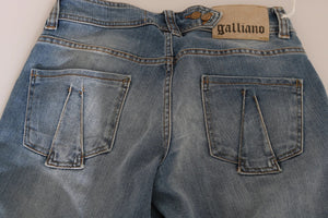 Blue Washed Mid Waist Skinny Casual Denim Pants