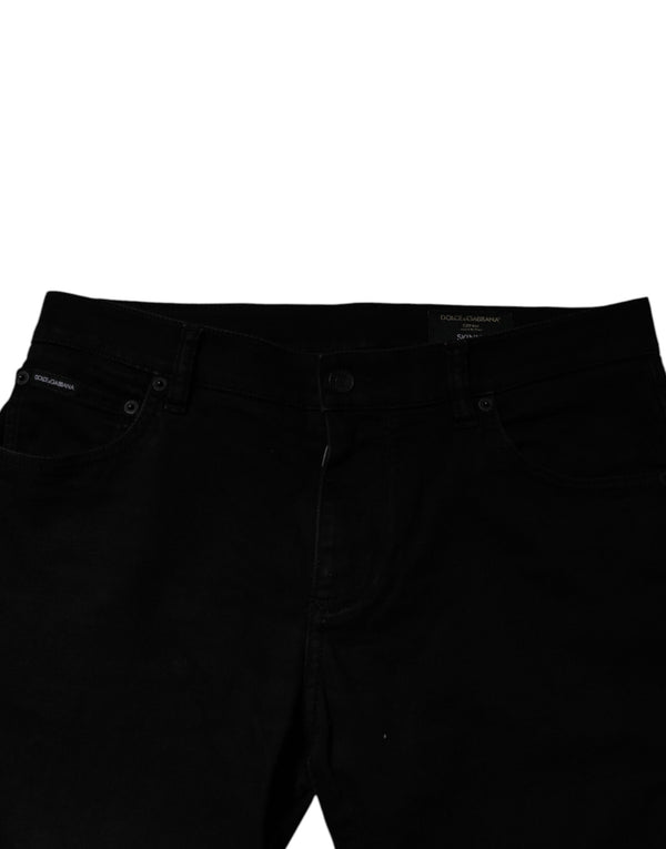 Black Cotton Stretch Skinny Men Denim Jeans