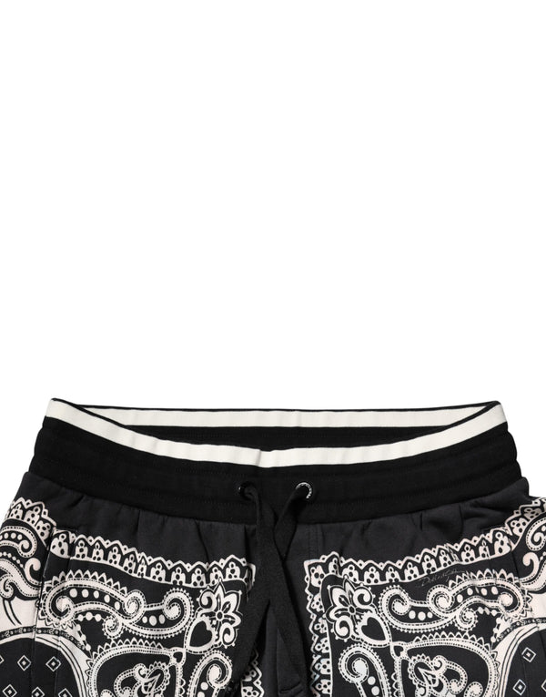Black Cotton Bandana Jogger Sweatpants Pants