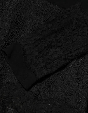 Black Floral Lace Trim Sheath A-line Dress