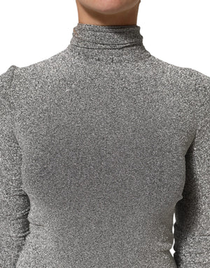 Gray Nylon Bodycon Sheath Long Sleeves Dress