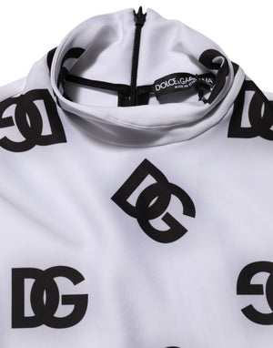 Black White Logo Monogram Long Sleeves Jumpsuit Dress