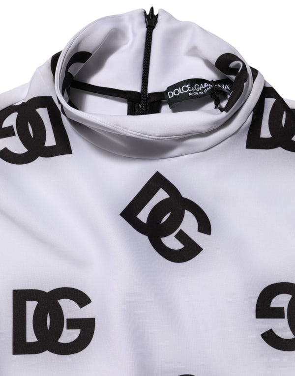 Black White Logo Monogram Long Sleeves Jumpsuit Dress