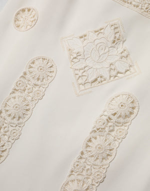 White Floral Lace Sleeveless Midi Dress