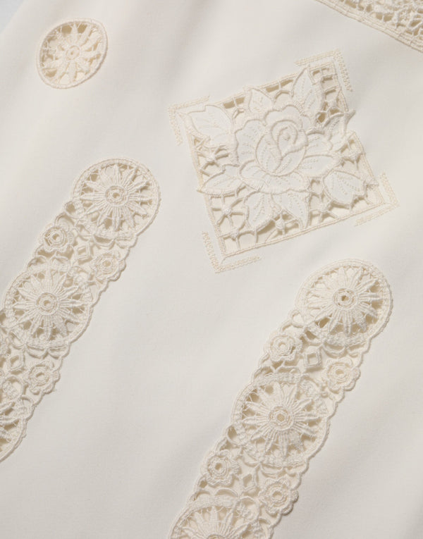 White Floral Lace Sleeveless Midi Dress