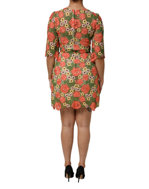 Multicolor Floral Embroidery Aline Mini Dress