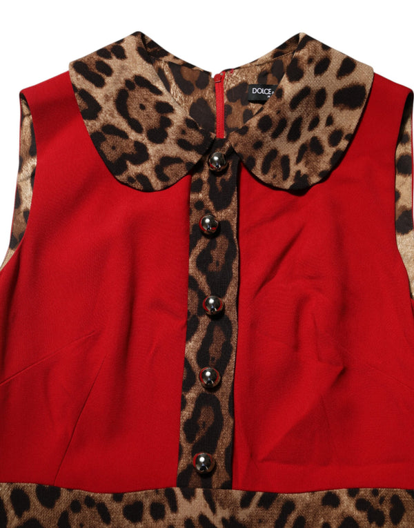 Red Leopard Viscose Sheath A-line Dress