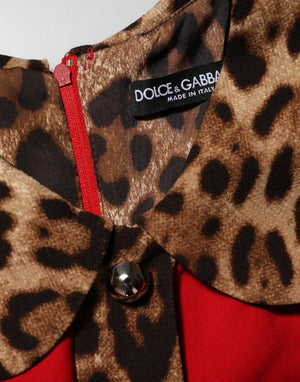 Red Leopard Viscose Sheath A-line Dress