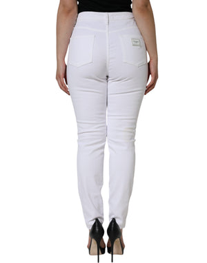 White AUDREY Cotton Logo Skinny Denim Jeans