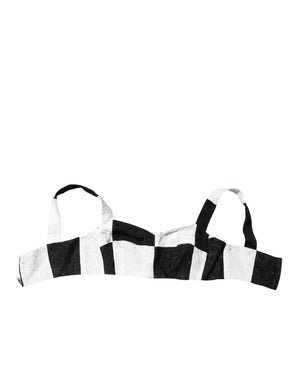 Black White Cropped Bustier Corset Bra Top
