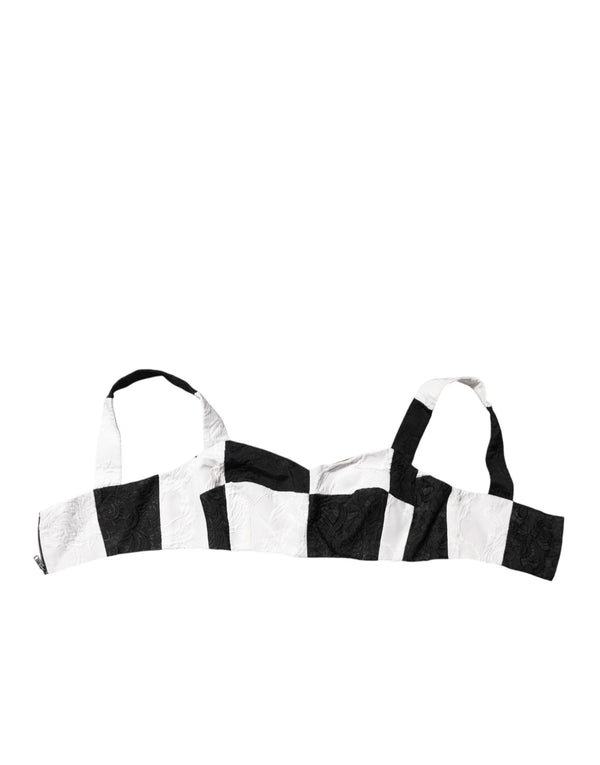 Black White Cropped Bustier Corset Bra Top