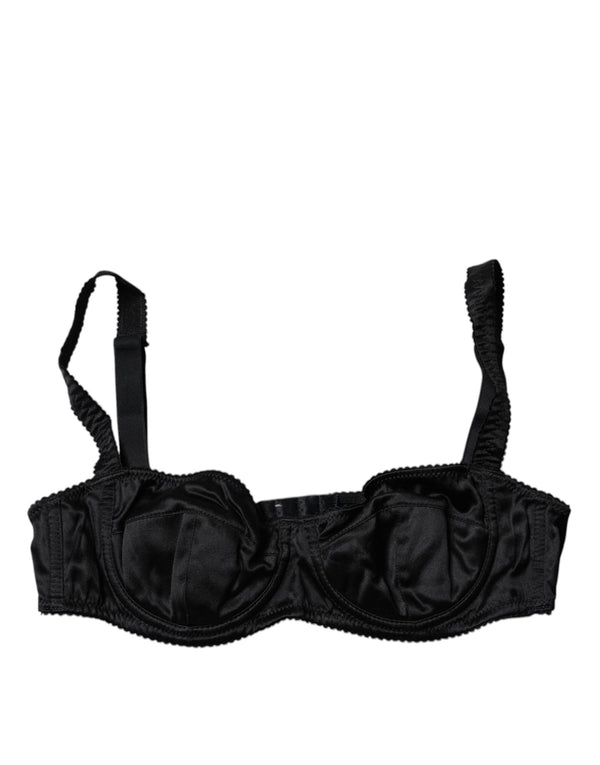 Black Silk Semi-Pad Balconette Bra Underwear