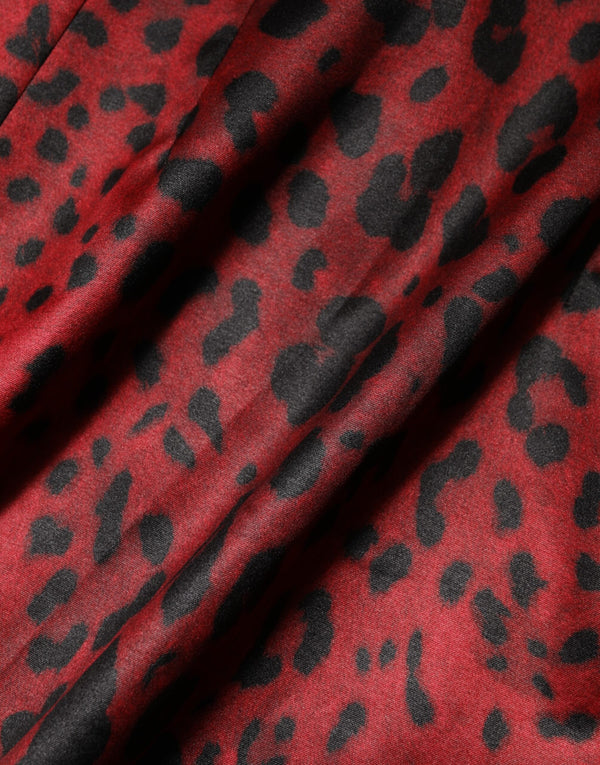 Red Leopard Sheath Long Sleeves Dress