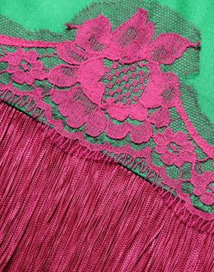 Green Floral Lace Fringes Lingerie Dress