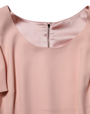 Pink Viscose Fit Flared Sheath Midi Dress
