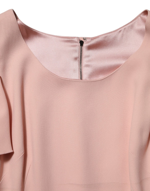 Pink Viscose Fit Flared Sheath Midi Dress