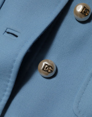 Blue Buttoned Down Trench Coat Jacket
