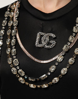 Black Necklace Crystal DG Logo Sweatshirt Sweater